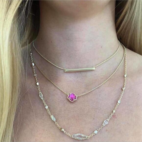 Kendra‎ Scott Gold Debra Choker Adjustable Necklace iridescent stones - Picture 1 of 11